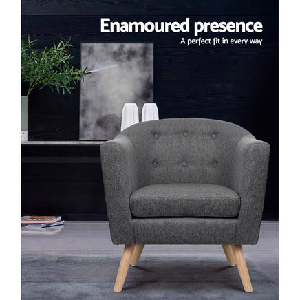 Artiss Armchair Tub Chair Grey Adora Furniture Kings Warehouse 