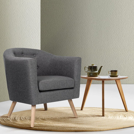 Artiss Armchair Tub Chair Grey Adora Furniture Kings Warehouse 