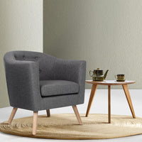Artiss Armchair Tub Chair Grey Adora Furniture Kings Warehouse 