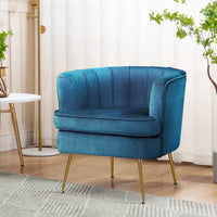 Artiss Armchair Velvet Blue Norvia Furniture Kings Warehouse 