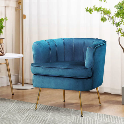 Artiss Armchair Velvet Blue Norvia Furniture Kings Warehouse 