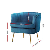 Artiss Armchair Velvet Blue Norvia Furniture Kings Warehouse 