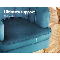 Artiss Armchair Velvet Blue Norvia Furniture Kings Warehouse 
