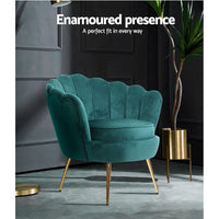 Artiss Armchair Velvet Green Callista Furniture Kings Warehouse 