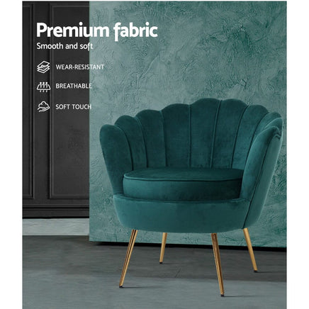 Artiss Armchair Velvet Green Callista Furniture Kings Warehouse 
