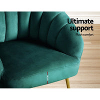 Artiss Armchair Velvet Green Eloise Furniture Kings Warehouse 