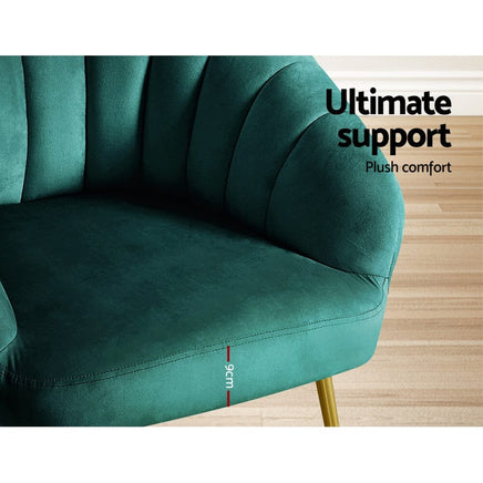 Artiss Armchair Velvet Green Eloise Furniture Kings Warehouse 