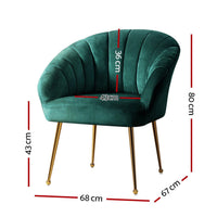 Artiss Armchair Velvet Green Eloise Furniture Kings Warehouse 