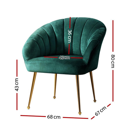 Artiss Armchair Velvet Green Eloise Furniture Kings Warehouse 
