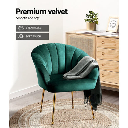 Artiss Armchair Velvet Green Eloise Furniture Kings Warehouse 