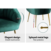 Artiss Armchair Velvet Green Eloise Furniture Kings Warehouse 