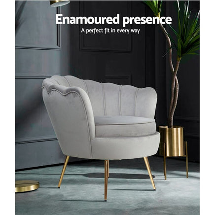 Artiss Armchair Velvet Grey Callista Furniture Kings Warehouse 
