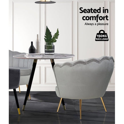 Artiss Armchair Velvet Grey Callista Furniture Kings Warehouse 