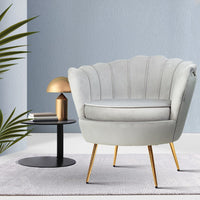 Artiss Armchair Velvet Grey Callista Furniture Kings Warehouse 