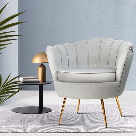 Artiss Armchair Velvet Grey Callista Furniture Kings Warehouse 