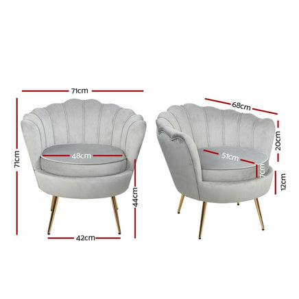 Artiss Armchair Velvet Grey Callista Furniture Kings Warehouse 