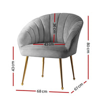 Artiss Armchair Velvet Grey Eloise Furniture Kings Warehouse 