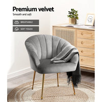 Artiss Armchair Velvet Grey Eloise Furniture Kings Warehouse 