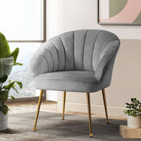 Artiss Armchair Velvet Grey Eloise Furniture Kings Warehouse 