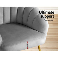 Artiss Armchair Velvet Grey Eloise Furniture Kings Warehouse 