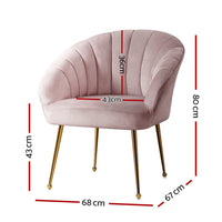 Artiss Armchair Velvet Pink Eloise Furniture Kings Warehouse 