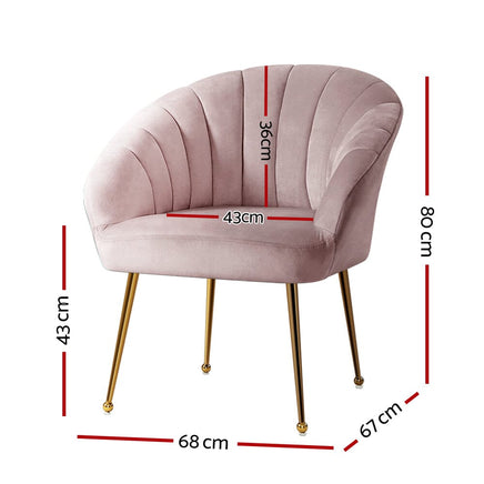 Artiss Armchair Velvet Pink Eloise Furniture Kings Warehouse 