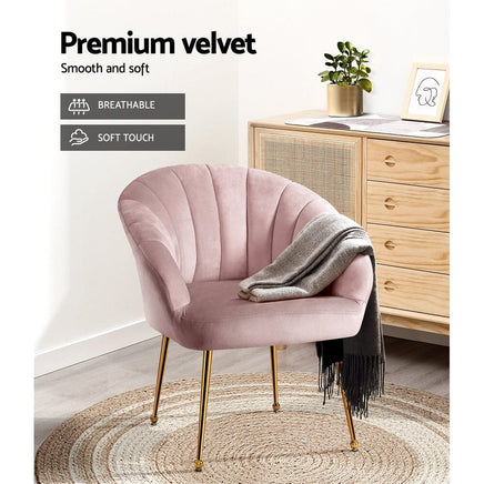 Artiss Armchair Velvet Pink Eloise Furniture Kings Warehouse 