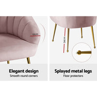 Artiss Armchair Velvet Pink Eloise Furniture Kings Warehouse 