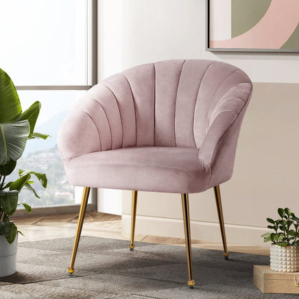 Artiss Armchair Velvet Pink Eloise Furniture Kings Warehouse 
