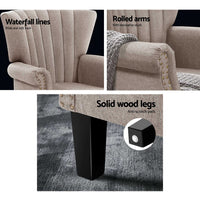 Artiss Armchair Wingback Beige Andrew Furniture Kings Warehouse 