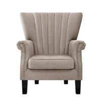 Artiss Armchair Wingback Beige Andrew Furniture Kings Warehouse 