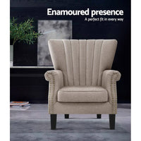 Artiss Armchair Wingback Beige Andrew Furniture Kings Warehouse 