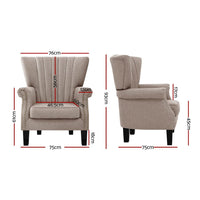 Artiss Armchair Wingback Beige Andrew Furniture Kings Warehouse 