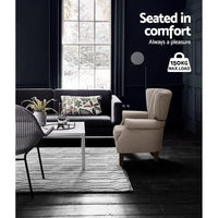 Artiss Armchair Wingback Beige Andrew Furniture Kings Warehouse 