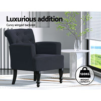 Artiss Armchair Wingback Charcoal Lothair Furniture Kings Warehouse 