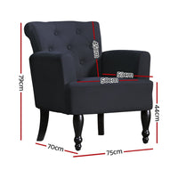 Artiss Armchair Wingback Charcoal Lothair Furniture Kings Warehouse 