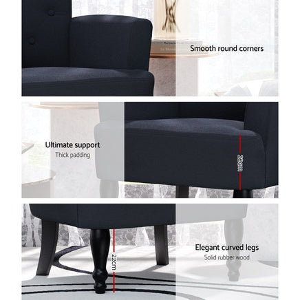 Artiss Armchair Wingback Charcoal Lothair Furniture Kings Warehouse 