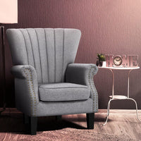 Artiss Armchair Wingback Grey Andrew Furniture Kings Warehouse 