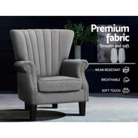 Artiss Armchair Wingback Grey Andrew Furniture Kings Warehouse 