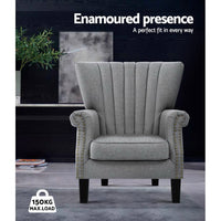 Artiss Armchair Wingback Grey Andrew Furniture Kings Warehouse 