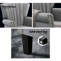 Artiss Armchair Wingback Grey Andrew Furniture Kings Warehouse 