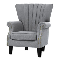 Artiss Armchair Wingback Grey Andrew Furniture Kings Warehouse 