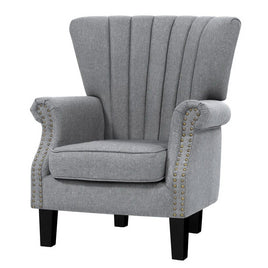 Artiss Armchair Wingback Grey Andrew Furniture Kings Warehouse 