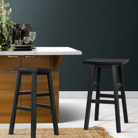 Artiss Bar Stools Kitchen Counter Stools Wooden Chairs Black x2 Furniture Kings Warehouse 