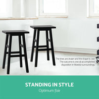 Artiss Bar Stools Kitchen Counter Stools Wooden Chairs Black x2 Furniture Kings Warehouse 