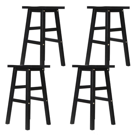 Artiss Bar Stools Kitchen Counter Stools Wooden Chairs Black x4 Furniture Kings Warehouse 