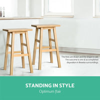Artiss Bar Stools Kitchen Counter Stools Wooden Chairs Natural x2 Furniture Kings Warehouse 