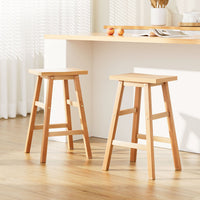 Artiss Bar Stools Kitchen Counter Stools Wooden Chairs Natural x2 Furniture Kings Warehouse 