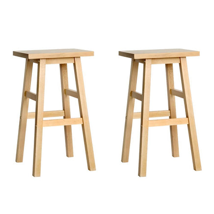 Artiss Bar Stools Kitchen Counter Stools Wooden Chairs Natural x2 Furniture Kings Warehouse 