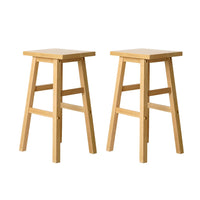 Artiss Bar Stools Kitchen Counter Stools Wooden Chairs Natural x2 Furniture Kings Warehouse 